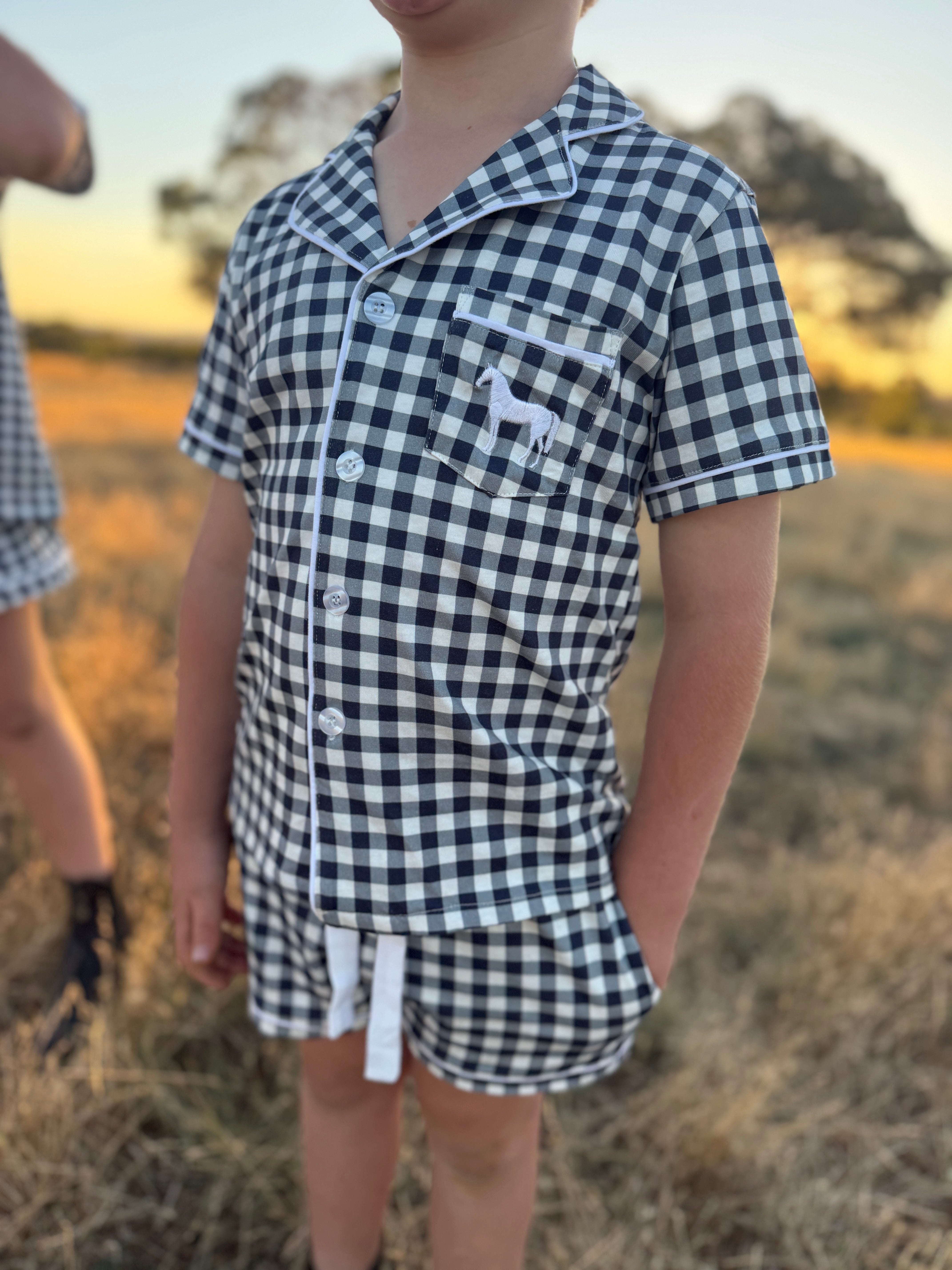 Classic Navy Gingham Kids Pyjamas