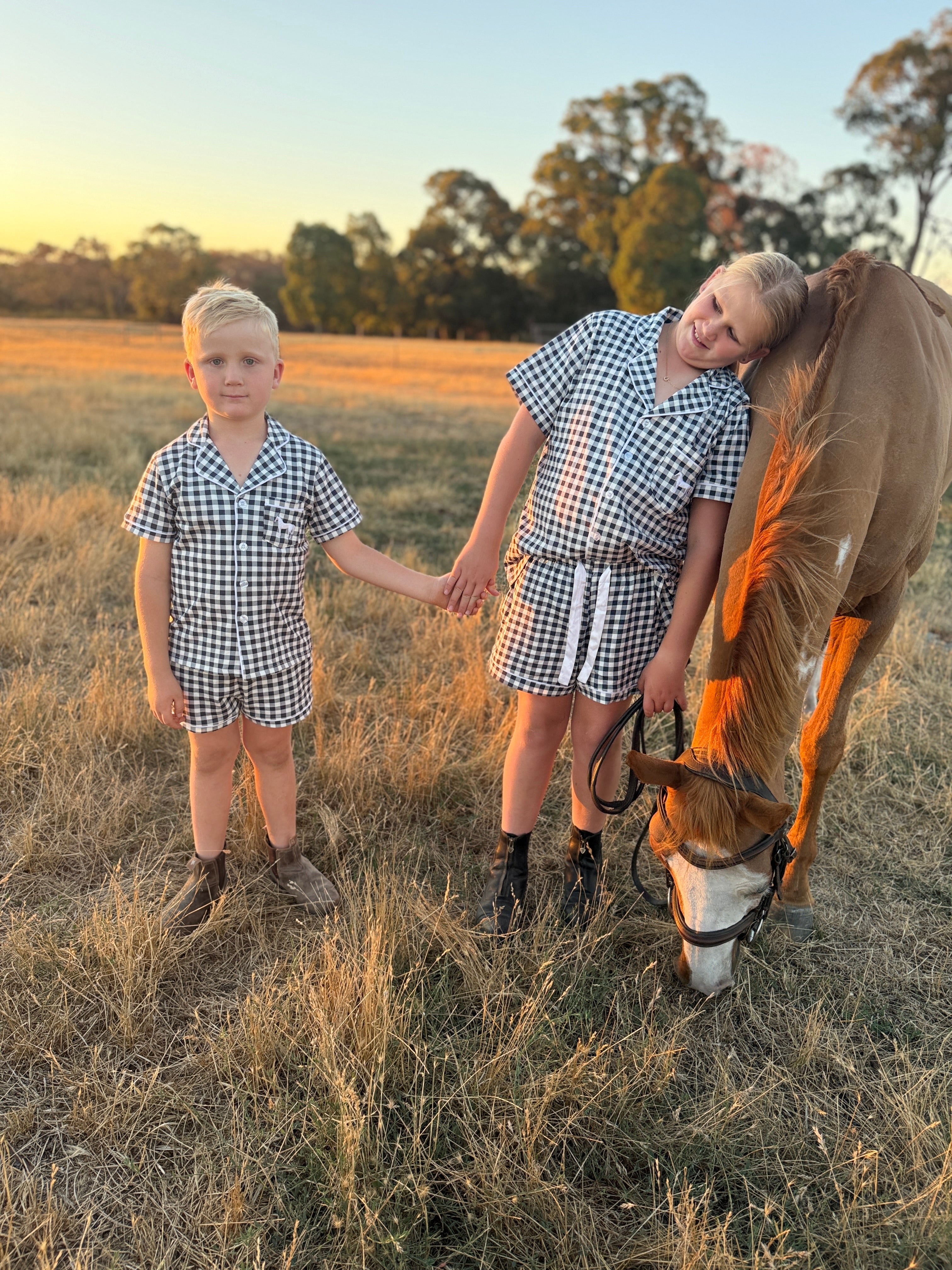 Classic Navy Gingham Kids Pyjamas