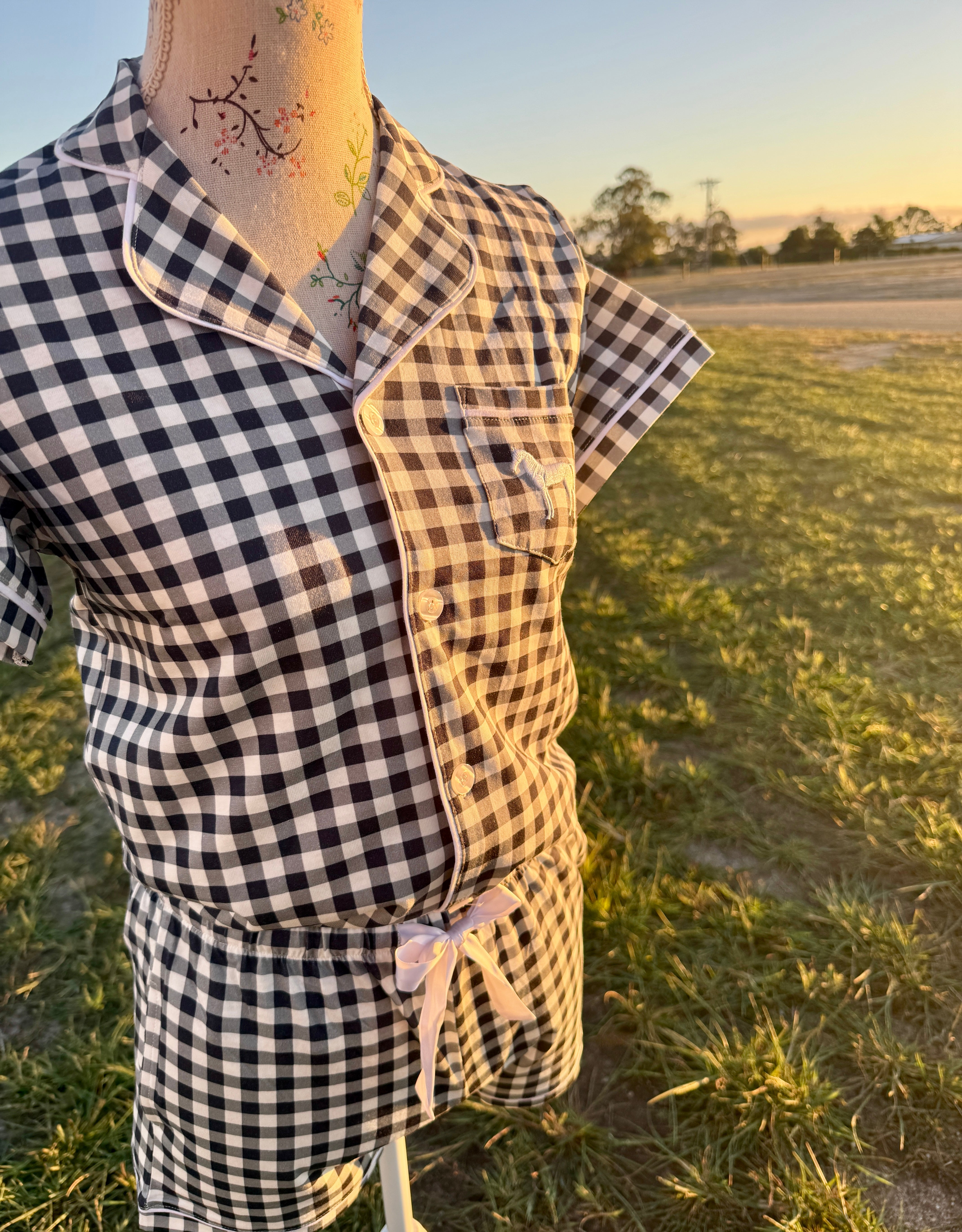 Classic Navy Gingham Pyjamas- Womens