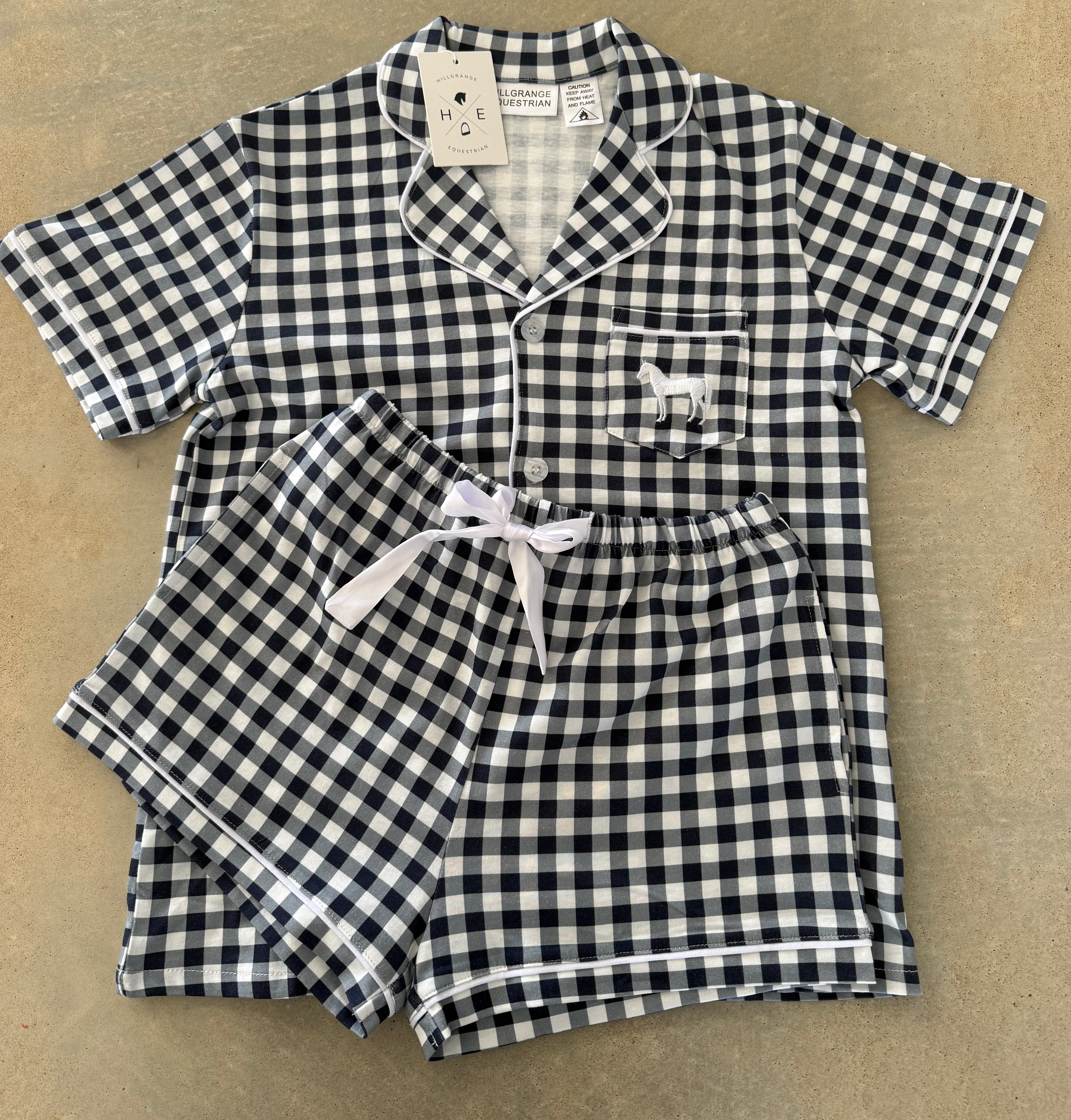 Classic Navy Gingham Pyjamas- Womens