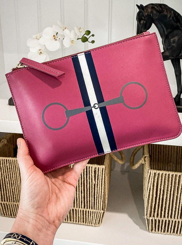 Pink Stripe Horsebit Clutch