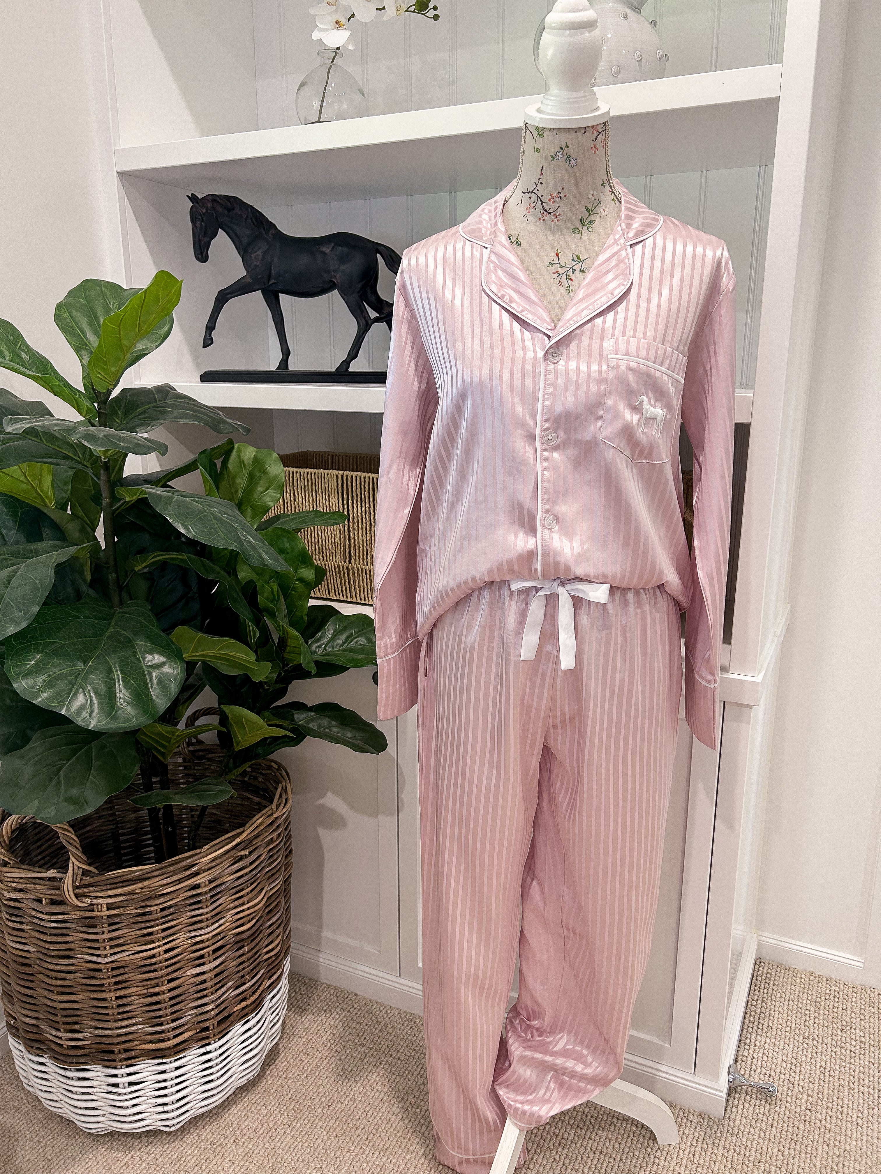 Satin Stripe Pyjamas Equestrian Accessories Hillgrange Equestrian